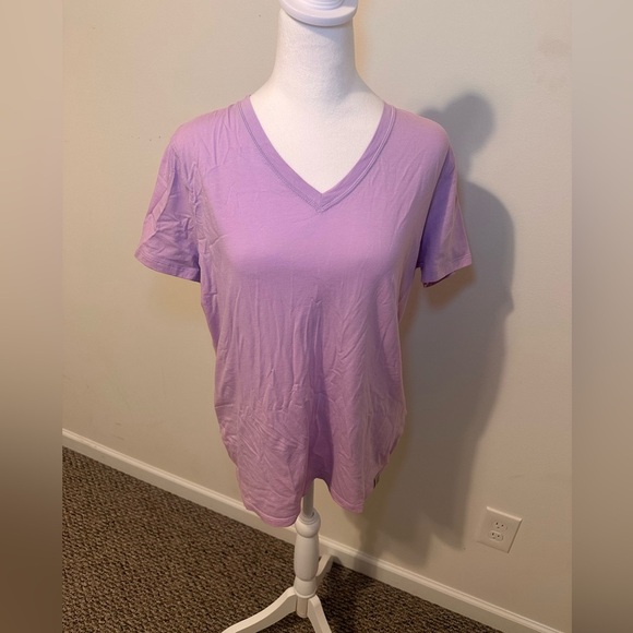 Carhartt Women's T-shirt Large Purple V-Neck Short Sleeve Relaxed Workwear - Picture 1 of 6